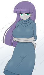 Size: 1298x2203 | Tagged: safe, artist:batipin, derpibooru import, maud pie, human, equestria girls, g4, arm under breasts, big breasts, breast hold, breasts, clothes, crossed arms, dress, female, looking at you, maud pies