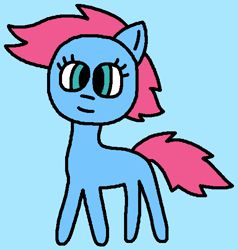 Size: 541x569 | Tagged: safe, artist:the-rainbow-nigga420, derpibooru import, baby cuddles, earth pony, pony, g1, g4, baby, baby pony, blue background, closed mouth, cuddlebetes, cute, female, filly, foal, g1 to g4, generation leap, light blue background, mare, ms paint, simple background, smiling, solo