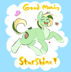 Size: 1813x1819 | Tagged: safe, artist:vendette, derpibooru import, oc, oc only, earth pony, pony, cheerful, green, green hair, happy, simple background, solo