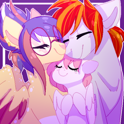 Size: 500x500 | Tagged: safe, artist:amiicommissions, derpibooru import, oc, oc only, oc:cookie, oc:heartfire, pegasus, pony, colored wings, female, glasses, male, mare, stallion, two toned wings, wings