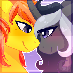 Size: 500x500 | Tagged: safe, artist:amiicommissions, derpibooru import, oc, oc only, oc:erica, oc:sunny day, pony, unicorn, female, horn, male, mare, stallion