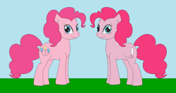 Size: 1364x725 | Tagged: safe, artist:marybethemberjoy49-1, derpibooru import, pinkie pie, earth pony, pony, g4, .mov, comparison, duality, female, mare, party.mov, pixel-crisp art, pony.mov, solo