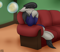 Size: 2934x2520 | Tagged: safe, artist:the-furry-railfan, derpibooru import, octavia melody, earth pony, pony, g4, bubble, clothes, drink, drinking, female, mare, robe, sitting, sofa, solo, story included