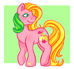 Size: 920x869 | Tagged: safe, artist:p2iimon, derpibooru import, earth pony, pony, g3, pineapple paradise, solo