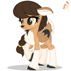 Size: 3468x3468 | Tagged: safe, artist:r4hucksake, derpibooru import, oc, oc only, oc:hawthorn, deer, deer pony, original species, peryton, braid, chest fluff, cloven hooves, cute, female, ocbetes, simple background, solo, transparent background, unshorn fetlocks