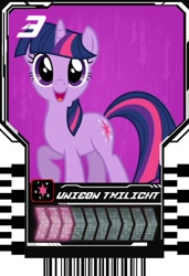 Size: 499x728 | Tagged: safe, derpibooru import, edit, twilight sparkle, unicorn twilight, pony, unicorn, g4, kamen rider, kamen rider gotchard, ride chemy card, solo