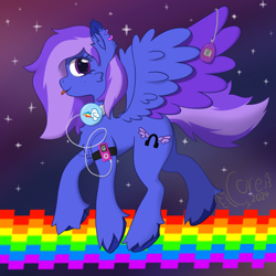 Size: 2000x2000 | Tagged: safe, artist:corecarnitine, derpibooru import, oc, oc:harmony skies, pegasus, blue, concave belly, padvk, raver, scene kid, slender, thin