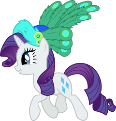 Size: 3000x3121 | Tagged: safe, artist:cloudy glow, derpibooru import, rarity, pony, unicorn, g4, female, horn, mare, peacock hat, simple background, solo, transparent background, vector