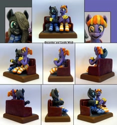 Size: 3723x3960 | Tagged: safe, artist:ubrosis, derpibooru import, oc, oc only, oc:candle wind, oc:december breeze, pegasus, pony, clothes, craft, duo, duo female, female, mare, sculpture, sitting, socks