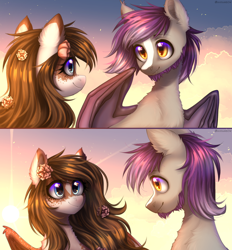 Size: 1990x2142 | Tagged: safe, artist:avrameow, derpibooru import, oc, oc only, bat pony, pegasus, pony, bat pony oc, commission, duo, pegasus oc, ych result