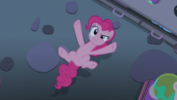 Size: 1920x1080 | Tagged: safe, derpibooru import, screencap, pinkie pie, pony, g4, the maud couple, lying down, on back, solo