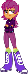 Size: 234x607 | Tagged: safe, artist:starryoak, derpibooru import, scootaloo, human, equestria girls, g4, boots, clothes, high heel boots, hoodie, jacket, shirt, shoes, simple background, socks, solo, transparent background