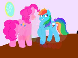 Size: 4080x3056 | Tagged: safe, artist:weirdobr0ny, derpibooru import, pinkie pie, rainbow dash, earth pony, pegasus, g4, duo, duo female, female