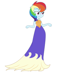 Size: 3000x3000 | Tagged: safe, artist:cartoonmasterv3, artist:nie-martw-sie-o-mnie, derpibooru import, rainbow dash, human, equestria girls, g4, make new friends but keep discord, clothes, dress, equestria girls-ified, gala dress, humanized, long dress, long skirt, simple background, skirt, solo, transparent background, vector