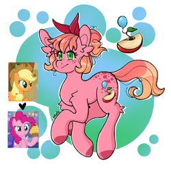 Size: 1400x1400 | Tagged: safe, artist:petaltheartist, derpibooru import, applejack, pinkie pie, oc, earth pony, female, magical lesbian spawn, mare, offspring, parent:applejack, parent:pinkie pie, parents:applepie