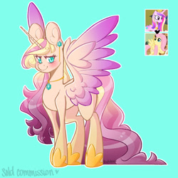 Size: 894x894 | Tagged: safe, artist:petaltheartist, derpibooru import, fluttershy, princess cadance, oc, oc:princess elisa, alicorn, pegasus, pony, g4, fusion:fluttershy, fusion:princess cadance, magical lesbian spawn, offspring, parent:fluttershy, parent:princess cadance, parents:flutterdance, princess oc, solo