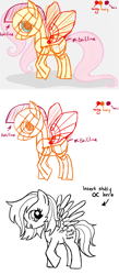 Size: 600x1374 | Tagged: artist needed, source needed, safe, derpibooru import, fluttershy, oc, pegasus, pony, g4, arrow, art tutorial, construction lines, dialogue, female, mare, spread wings, stock vector, text, tutorial, unnamed oc, vulgar, wings