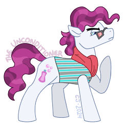 Size: 933x950 | Tagged: safe, artist:raven--splash, derpibooru import, earth pony, pony, g4, clothes, glasses, male, raised hoof, raised leg, scarf, simple background, solo, stallion, the unconditioner, transparent background