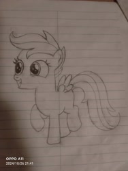 Size: 3000x4000 | Tagged: safe, derpibooru import, scootaloo, pegasus, pony, g4, female, filly, foal, lined paper, solo, traditional art