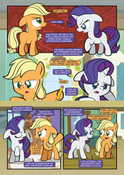 Size: 1920x2715 | Tagged: safe, artist:alexdti, derpibooru import, applejack, rarity, pony, comic:how we met, g4, ears, female, filly, filly applejack, filly rarity, floppy ears, foal, magic, pencil, younger