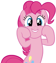 Size: 8000x9124 | Tagged: safe, artist:mastermcnugget, derpibooru import, pinkie pie, earth pony, g4, bipedal, excited, female, looking at you, mare, raised hooves, simple background, smiling, touching face, transparent background, vector