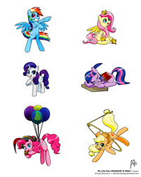 Size: 800x1000 | Tagged: dead source, safe, artist:ellavega, derpibooru import, applejack, fluttershy, pinkie pie, rainbow dash, rarity, twilight sparkle, earth pony, pegasus, pony, unicorn, g4, book, female, full body, hat, horn, mane six, mare, open mouth, watermark