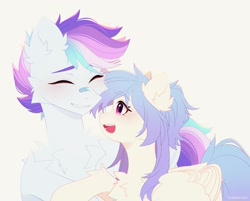 Size: 2459x1979 | Tagged: safe, derpibooru import, oc, oc only, oc:bubble beat, oc:pony hawk, pony, bandage, bandaid, bandaid on nose, blushing, chest fluff, couple, cute, duo, duo male and female, ear fluff, ears, female, freckles, happy, male, shipping