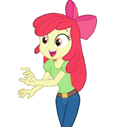 Size: 600x600 | Tagged: safe, derpibooru import, apple bloom, equestria girls, g4, anonymous editor, female, grin, happy, open mouth, simple background, smiling, solo, white background