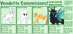 Size: 2580x1200 | Tagged: safe, artist:vendette, derpibooru import, applejack, queen chrysalis, changeling, changeling queen, pony, g4, advertisement, butt, commission, commission example, commission info, commission open, female, green, green background, licking, licking lips, mare, plot, simple background, tongue, tongue out