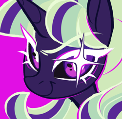 Size: 1913x1872 | Tagged: safe, artist:crimmharmony, derpibooru import, starlight glimmer, pony, g4, bust, colored sclera, looking at you, portrait, saturated, smiling, smiling at you