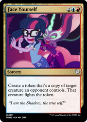 Size: 375x523 | Tagged: safe, derpibooru import, edit, midnight sparkle, sci-twi, twilight sparkle, equestria girls, g4, legend of everfree, ccg, clothes, dream, magic the gathering, pajamas, persona, persona 4, trading card, trading card edit, trading card game, two best sisters play