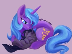 Size: 1600x1200 | Tagged: safe, artist:amanecerlobo, derpibooru import, king sombra, radiant hope, pony, unicorn, g4, female, foal, horn, male, offspring, parent:king sombra, parent:radiant hope, parents:hopebra, ship:hopebra, shipping, straight