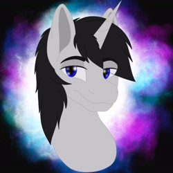 Size: 4096x4096 | Tagged: safe, artist:ori-dream98, derpibooru import, oc, oc only, oc:black cross, pony, unicorn, bust, horn, male, solo, stallion