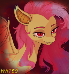 Size: 1400x1515 | Tagged: safe, artist:wh189, derpibooru import, fluttershy, bat pony, bat ponified, fangs, flutterbat, race swap