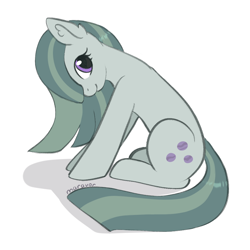 Size: 1000x1000 | Tagged: safe, artist:maravor, derpibooru import, marble pie, earth pony, pony, g4, female, hair over one eye, mare, simple background, smiling, white background