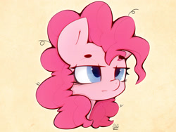 Size: 4000x3000 | Tagged: safe, artist:zokkili, derpibooru import, pinkie pie, earth pony, pony, beanbrows, bust, eyebrows, eyebrows visible through hair, female, high res, mare, portrait, signature, solo