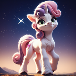 Size: 1024x1024 | Tagged: safe, ai content, derpibooru import, machine learning generated, sweetie belle, pony, unicorn, g4, horn, prompter:ilham470, solo