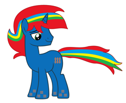 Size: 2549x2081 | Tagged: safe, artist:brightstar40k, derpibooru import, oc, oc only, oc:train track, pony, unicorn, g4, horn, male, rainbow power, simple background, unicorn oc, white background