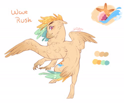 Size: 2181x1839 | Tagged: safe, artist:yozora122, derpibooru import, oc, oc only, oc:wave rush, hippogriff, hybrid, interspecies offspring, male, offspring, parent:scootaloo, parent:terramar, parents:terraloo, reference sheet, simple background, solo, white background