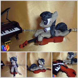 Size: 2000x2000 | Tagged: safe, artist:1stastrastudio, derpibooru import, octavia melody, pony, g4, cello, flute, irl, lying down, musical instrument, photo, piano, plushie, prone, solo