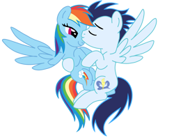 Size: 4189x3369 | Tagged: safe, artist:soarindasher10, rainbow dash, soarin', pegasus, pony, best pony, cute, cyan coat, dashabetes, female, heartwarming, magenta eyes, male, mare, shipping, simple background, sky blue coat, soarindash, stallion, straight, sweet dreams fuel, transparent background