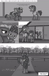 Size: 1989x3072 | Tagged: safe, artist:anonymousandrei, derpibooru exclusive, derpibooru import, cheese sandwich, li'l cheese, limestone pie, marble pie, earth pony, pony, comic:life of li'l cheese, g4, aunt and nephew, colt, comic, father and child, father and son, female, foal, male, mare, no catchlights, older, older cheese sandwich, older limestone pie, older marble pie, parent and child, pie family home, riding, riding a pony, stallion, talking