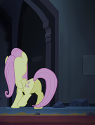 Size: 819x1080 | Tagged: safe, derpibooru import, screencap, fluttershy, pegasus, pony, castle mane-ia, g4, butt, cropped, female, flutterbutt, mare, plot, solo