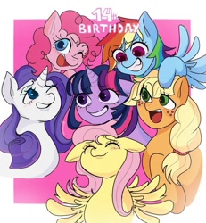 Size: 627x680 | Tagged: safe, artist:ssuminv, derpibooru import, applejack, fluttershy, pinkie pie, rainbow dash, rarity, twilight sparkle, alicorn, earth pony, pegasus, pony, unicorn, horn, mane six, solo