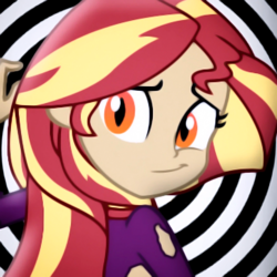 Size: 1080x1080 | Tagged: safe, alternate version, artist:paco777yuyu, derpibooru import, sunset shimmer, undead, vampire, equestria girls, g4, clothes, costume, female, halloween, halloween costume, holiday, hypnosis, hypnotized, looking at you, solo, spiral