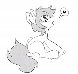 Size: 2400x2277 | Tagged: safe, artist:opalacorn, derpibooru import, oc, oc only, earth pony, pony, dark genitals, heart, looking up, male, nudity, pictogram, simple background, sitting, solo, speech bubble, spoken heart, stallion, white background