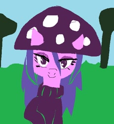 Size: 452x492 | Tagged: safe, artist:buttercupsaiyan, derpibooru import, oc, oc only, oc:jellycap, original species, ms paint, mushroom, mushroom pony, outdoors, solo