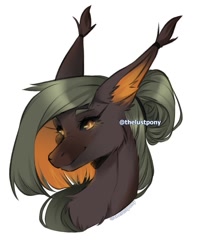 Size: 719x912 | Tagged: safe, artist:illustra, derpibooru import, oc, oc only, bat pony, pony, bat pony oc, black sclera, bust, chest fluff, ear tufts, golden eyes, looking at you, portrait, signature, simple background, solo, two toned mane, white background