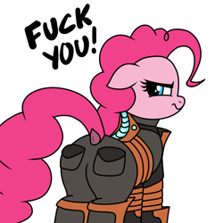 Size: 1500x1500 | Tagged: safe, derpibooru import, pinkie pie, earth pony, pony, butt, dead space, dock, female, mare, pinktober, plot, simple background, solo, tail, text, vulgar, white background