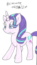 Size: 694x1219 | Tagged: safe, artist:cmara, derpibooru import, starlight glimmer, unicorn, g4, female, horn, simple background, solo, white background